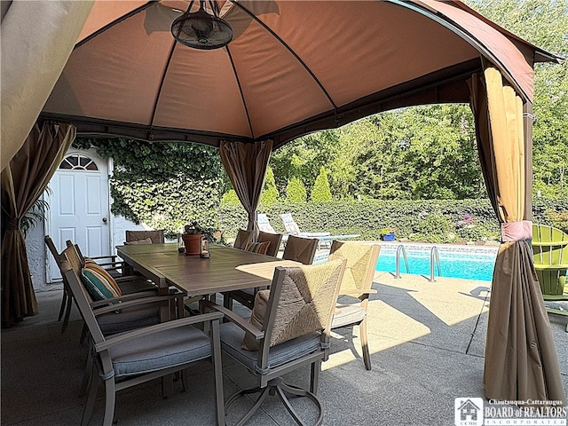 24 W 2nd St, Westfield, NY 14787 - view of patio / terrace with a gazebo and outdoor dining space