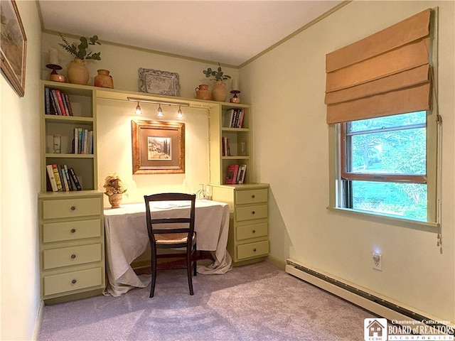 24 W 2nd St, Westfield, NY 14787 - office area featuring baseboard heating and light colored carpet