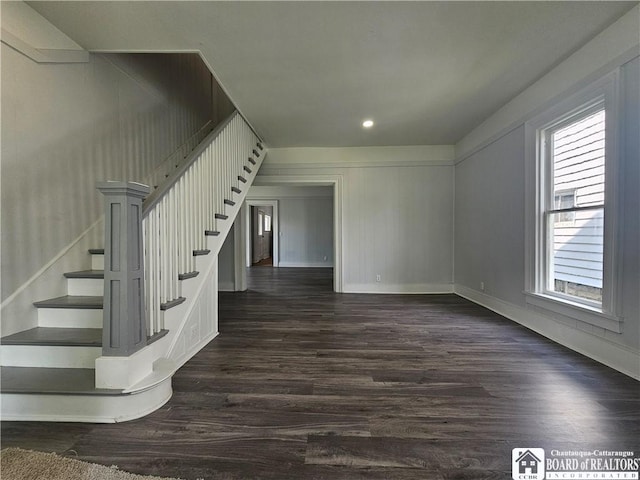 901 W Henley St, Olean, NY 14760 - stairs featuring plenty of natural light, wood finished floors, and recessed lighting