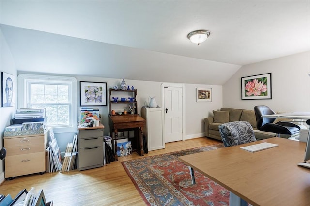 54 Covington Rd, Irondequoit, NY 14617 - home office with vaulted ceiling and light wood-type flooring