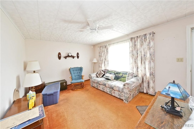 6167 N Whitham Dr, Niagara, NY 14304 - living room featuring carpet and ceiling fan