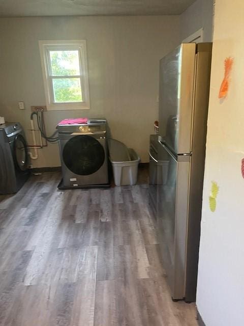355 Champlain St Unit 353, Rochester, NY 14611 - laundry area with washer / dryer and wood finished floors