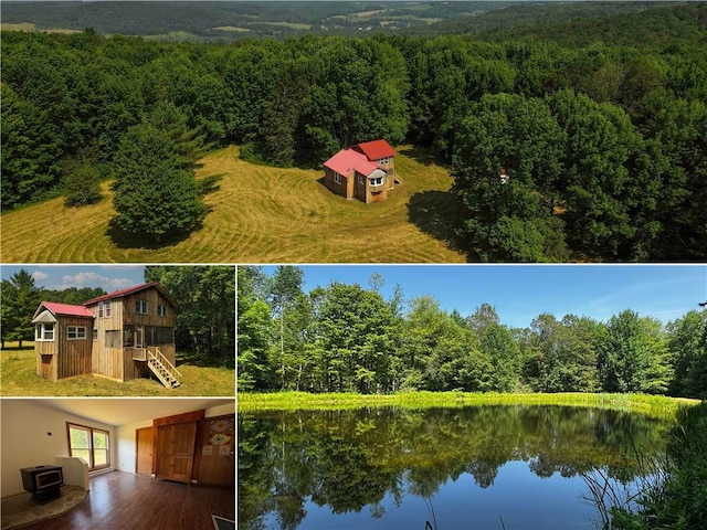 672 Backus Rd, New Lisbon, NY 13415 - view from above of property featuring a heavily wooded area and a nearby body of water