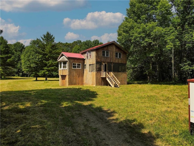 672 Backus Rd, New Lisbon, NY 13415 - view of green lawn with stairway