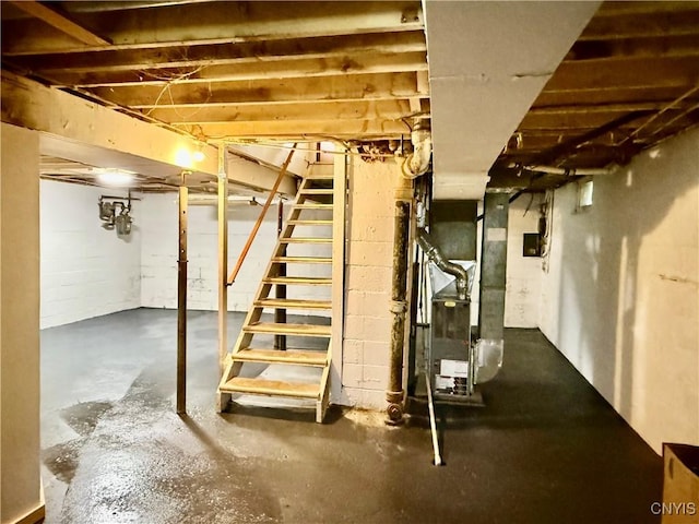 154 Fiscoe Ave, Syracuse, NY 13205 - unfinished below grade area with stairway and heating unit