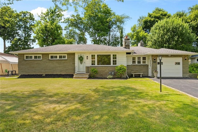 33 W Crest Dr, Gates, NY 14606 - ranch-style home featuring an attached garage, driveway, a chimney, and a front yard