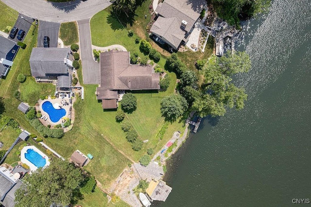 117 Shoreview Dr, Clay, NY 13090 - aerial overview of property's location featuring a pool and a large body of water