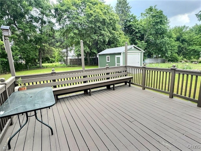 313 Chestnut St, Oswego, NY 13126 - wooden terrace with a fenced backyard and view of scattered trees