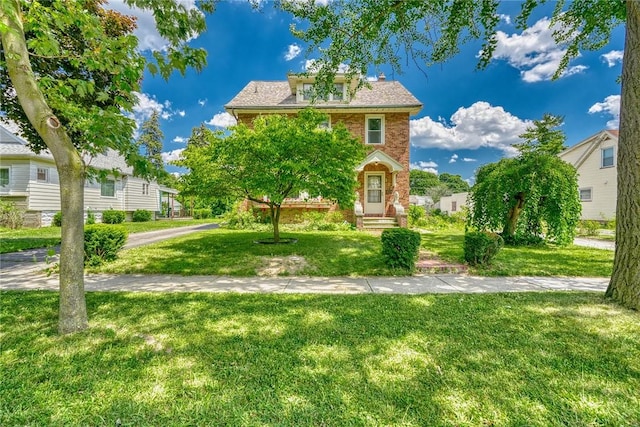 112 Isabelle St, Rochester, NY 14606 - american foursquare style home with a front lawn and brick siding