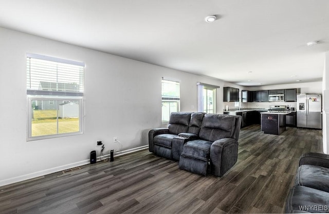 52 Winterbrook Dr, Amherst, NY 14228 - living area with dark wood finished floors and baseboards