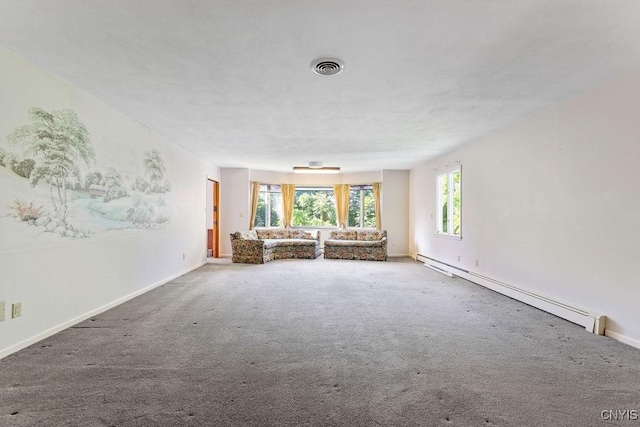20 Cross Rd, Dewitt, NY 13224 - unfurnished living room featuring baseboard heating and carpet flooring