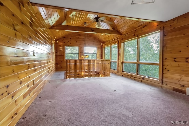 1520 Davis Rd, Aurora, NY 14170 - carpeted empty room with wooden walls and wood ceiling