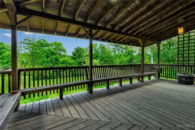 1520 Davis Rd, Aurora, NY 14170 - deck with view of wooded area