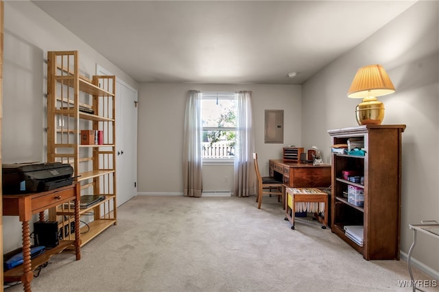 32 Bernhardt Dr Unit 5, Amherst, NY 14226 - sitting room with electric panel, an office area, and carpet