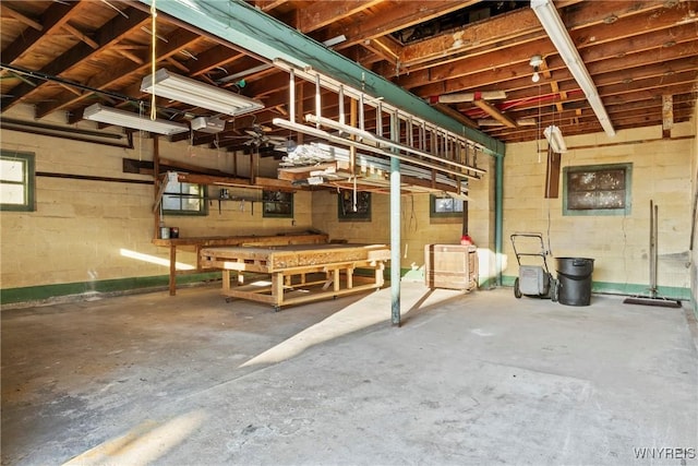 84 Pulaski St, Buffalo, NY 14206 - below grade area featuring concrete block wall and a workshop area
