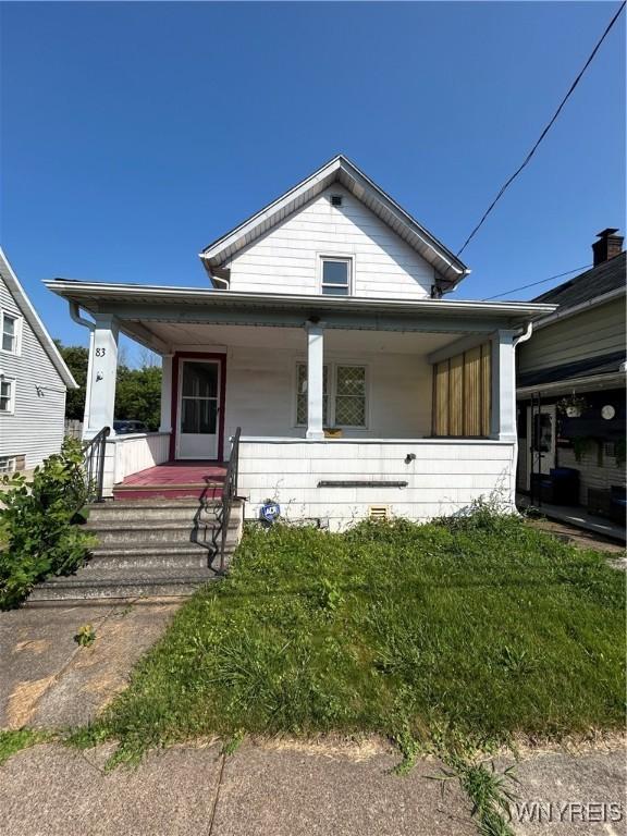83 Felton St, North Tonawanda, NY 14120 - bungalow-style home with covered porch