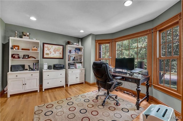 57 Middlebury Rd, Orchard Park, NY 14127 - home office with light wood-type flooring and recessed lighting