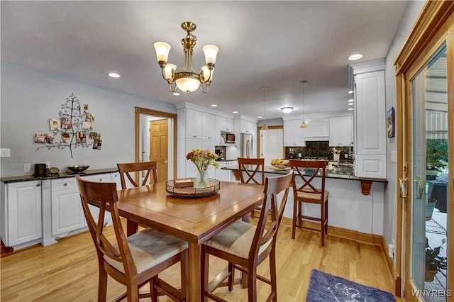 57 Middlebury Rd, Orchard Park, NY 14127 - dining room featuring light wood-style floors, recessed lighting, and a chandelier