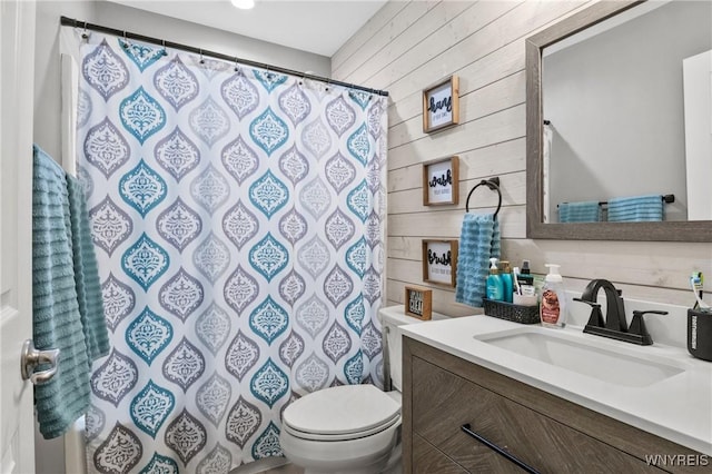 111 Aegean Ave, Amherst, NY 14228 - full bath featuring wood walls, vanity, and a shower with shower curtain