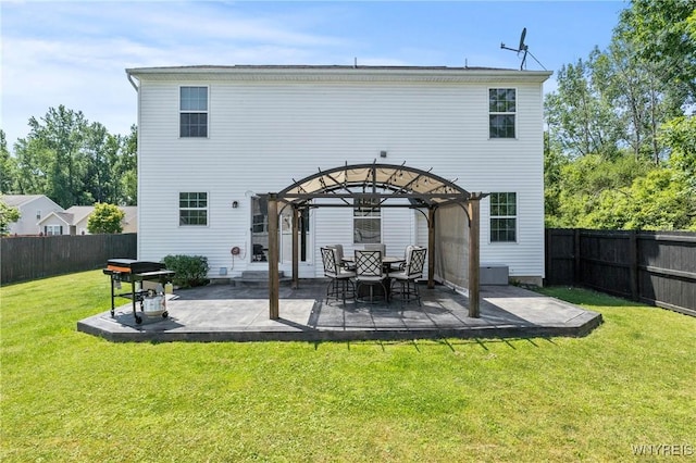 111 Aegean Ave, Amherst, NY 14228 - rear view of house featuring a pergola, a fenced backyard, and a patio area