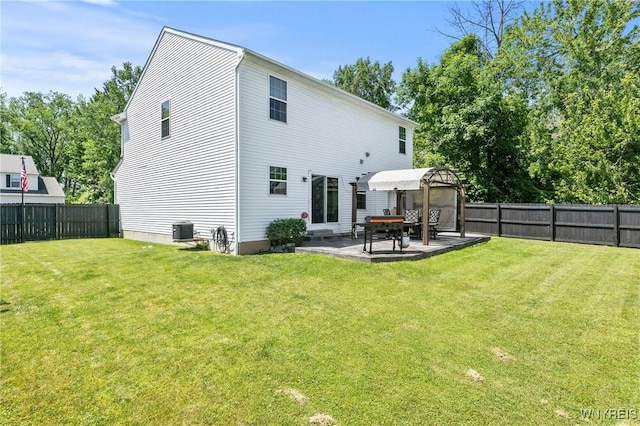 111 Aegean Ave, Amherst, NY 14228 - rear view of house featuring a patio, a fenced backyard, and a gazebo