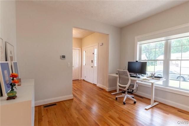 3427 Tall Tree Ln, Lysander, NY 13027 - home office featuring light wood-style flooring and baseboards
