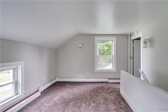 713 Parham St, Wilna, NY 13619 - bonus room featuring vaulted ceiling, carpet flooring, and baseboard heating