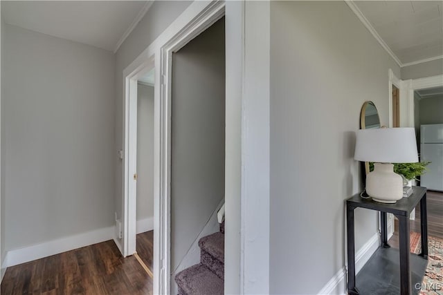 713 Parham St, Wilna, NY 13619 - hall featuring crown molding, wood finished floors, and stairs