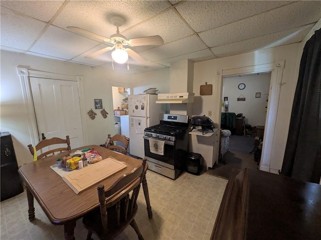 10 Mcclellan Ave, Mount Jewett Boro, PA 16740 - dining room featuring ceiling fan, light floors, and a drop ceiling