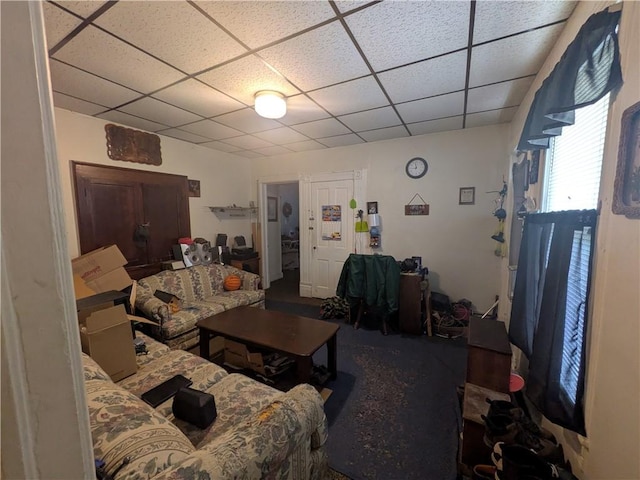 10 Mcclellan Ave, Mount Jewett Boro, PA 16740 - carpeted living room with a paneled ceiling