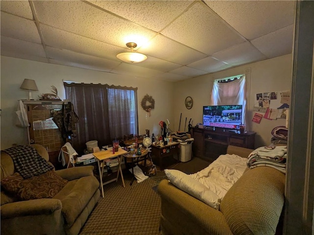 10 Mcclellan Ave, Mount Jewett Boro, PA 16740 - carpeted living area with a drop ceiling