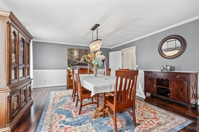 331 Hickory Ln, Hastings, NY 13036 - dining area featuring dark wood-style floors and ornamental molding