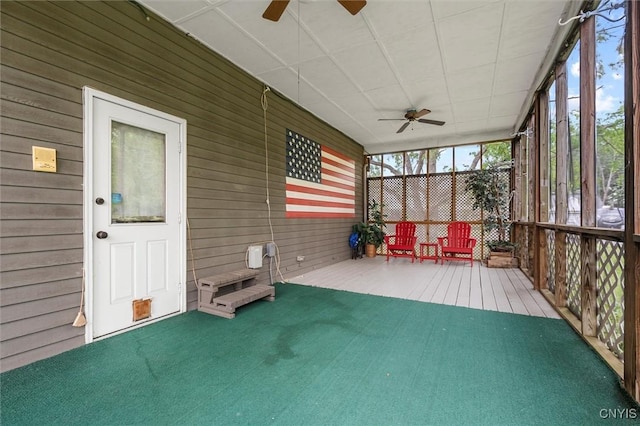 331 Hickory Ln, Hastings, NY 13036 - unfurnished sunroom featuring a ceiling fan