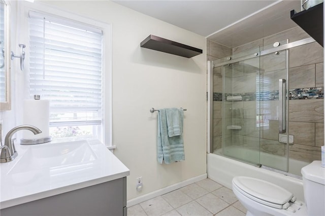 108 Iroquois St, Rochester, NY 14609 - bathroom with vanity, bath / shower combo with glass door, and tile patterned flooring