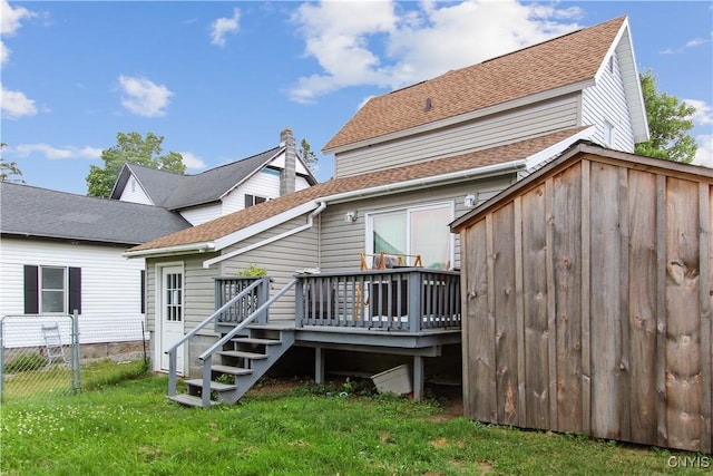 32 Franklin St, Champion, NY 13619 - rear view of property with a wooden deck and a shingled roof