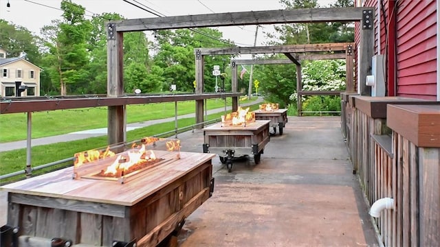 1369 Pittsford Mendon Rd, Mendon, NY 14506 - view of patio featuring a fire pit