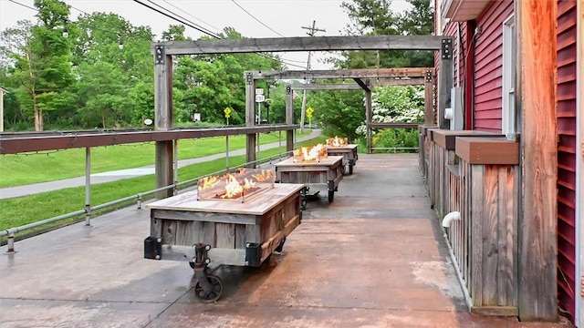1369 Pittsford Mendon Rd, Mendon, NY 14506 - view of patio / terrace with an outdoor fire pit