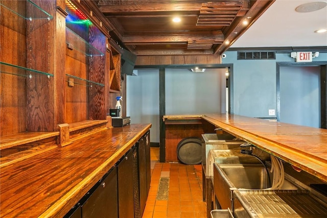 1369 Pittsford Mendon Rd, Mendon, NY 14506 - bar with wood ceiling, recessed lighting, and tile patterned flooring