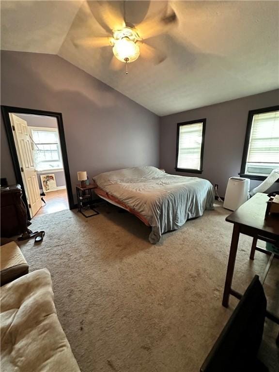 1369 Pittsford Mendon Rd, Mendon, NY 14506 - bedroom featuring carpet, lofted ceiling, and a ceiling fan