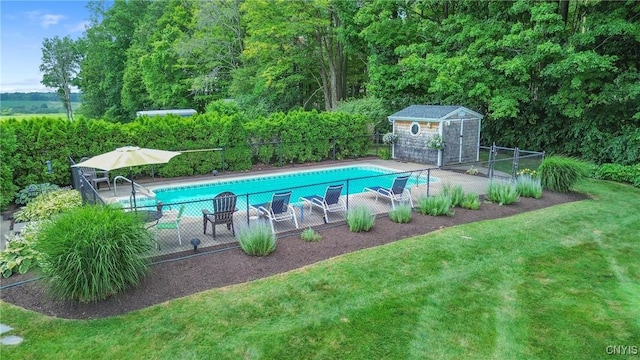1705 Lancelot Pl, Skaneateles, NY 13152 - view of swimming pool with a shed and a patio area