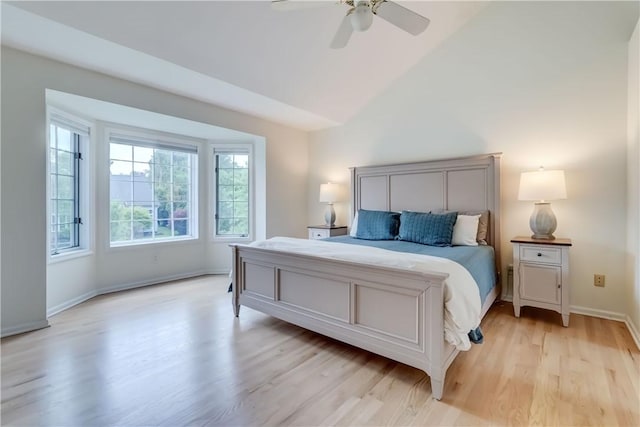 10 Muirfield Ct, Pittsford, NY 14534 - bedroom featuring light wood-style floors, ceiling fan, and lofted ceiling