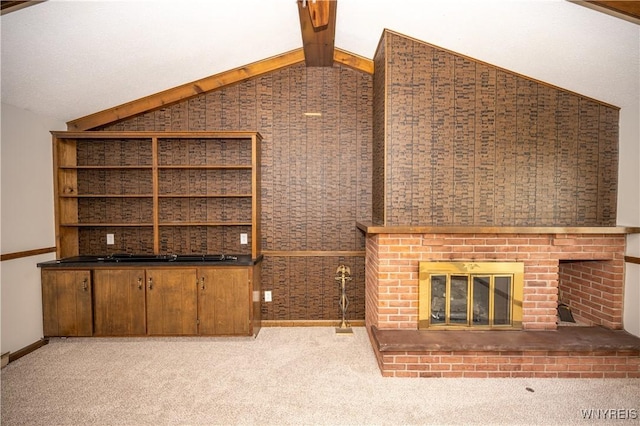 92 Schiller St, Buffalo, NY 14206 - unfurnished living room featuring a fireplace and carpet floors