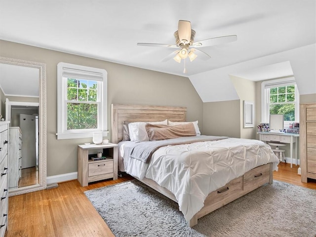 245 Worthington Rd, Irondequoit, NY 14622 - bedroom featuring light wood-style floors, ceiling fan, and lofted ceiling