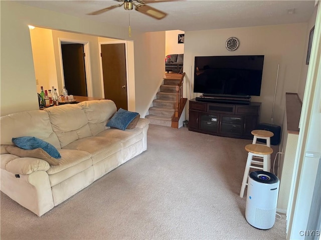8467 Torchwood Ln, Cicero, NY 13039 - living area featuring carpet floors and a ceiling fan