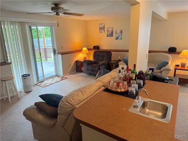 8467 Torchwood Ln, Cicero, NY 13039 - living room featuring carpet floors and a ceiling fan