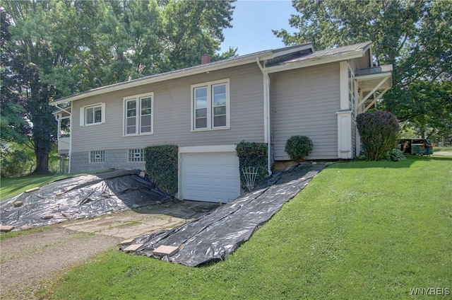 6716 Main St, Cherry Creek, NY 14723 - view of home's exterior with an attached garage, a yard, and driveway