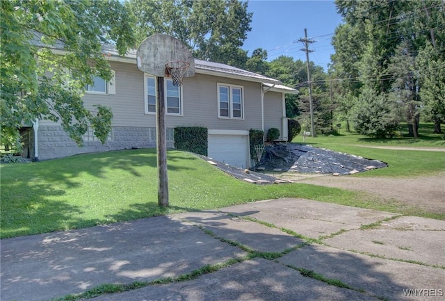 6716 Main St, Cherry Creek, NY 14723 - view of home's exterior featuring an attached garage, a lawn, and driveway