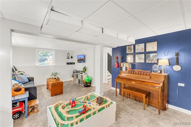 7052 Waring Cir, Evans, NY 14047 - playroom featuring a drop ceiling and baseboards