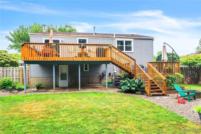 7052 Waring Cir, Evans, NY 14047 - rear view of property featuring a deck, a patio, and stairs