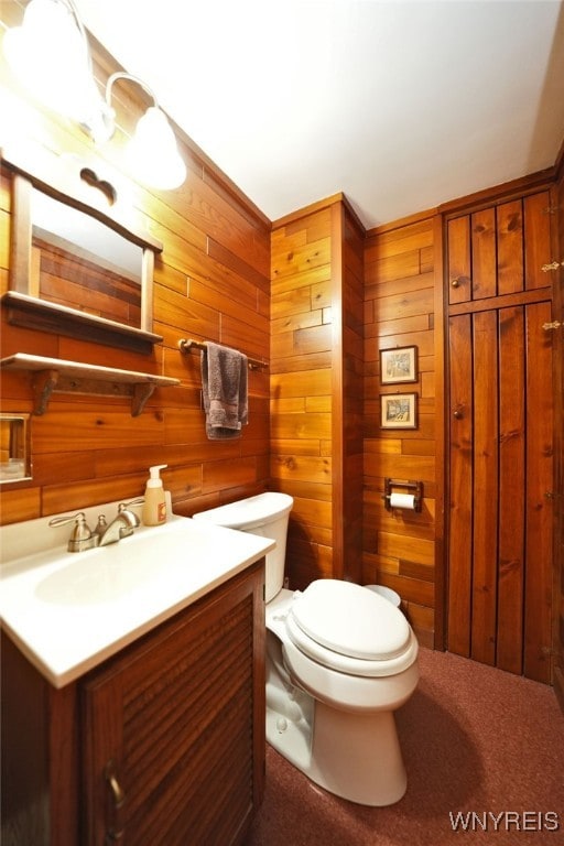 3461 Orchard Park Rd, Orchard Park, NY 14127 - half bathroom with vanity and wooden walls